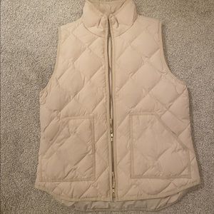Tan j crew quilted puffer vest size m